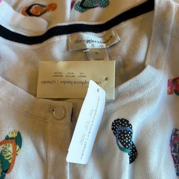 Christopher Banks Woman's Knit Top Button Front Sandal Print XL - Picture 5 of 6